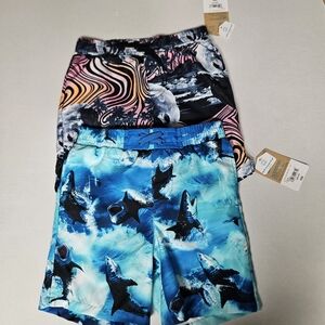 Boys' Shark‎ Print Swim Trunks - Blue and Multicolor 4/5